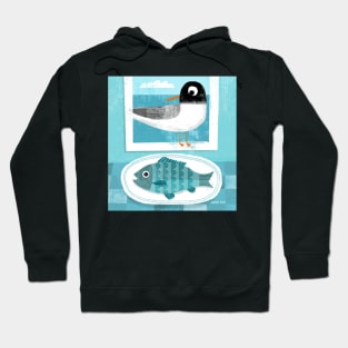 Black Headed Gull with Fish Hoodie